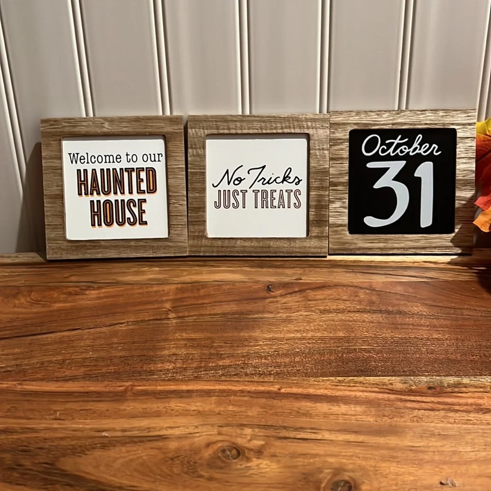 🔥Clearance- Target Mini Wood Halloween Signs 3 Pc Set